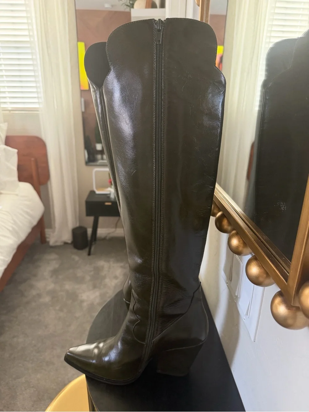 Free People Olive Green Leather Over-the-Knee Boots